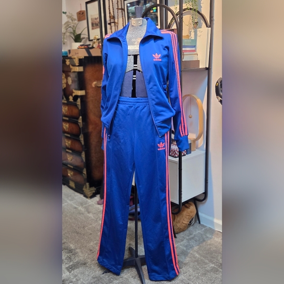 Track Set: Adidas Jacket (S) and Pants (XS) in Blue with Neon Pink Accents, 2012 - Picture 9 of 9